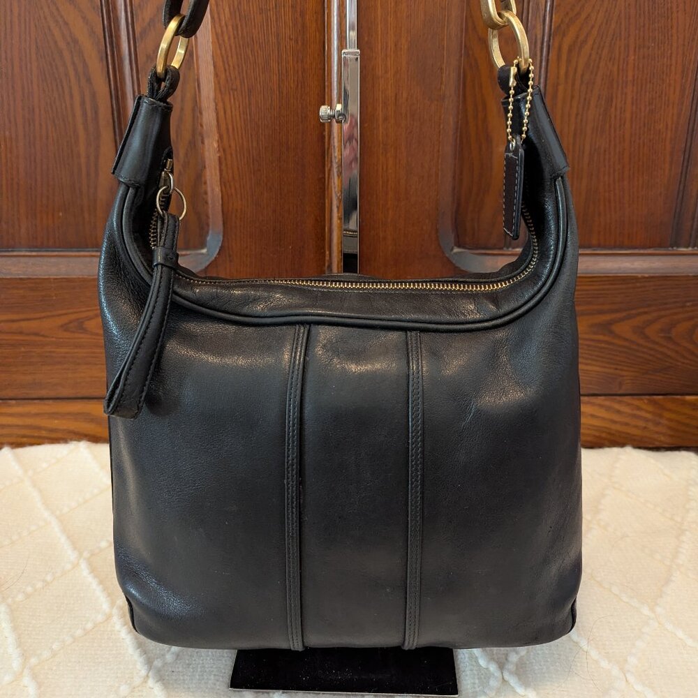 Coach 6950 Amanda Hobo Shoulder Bag Purse Black Leather - Picture 1 of 12